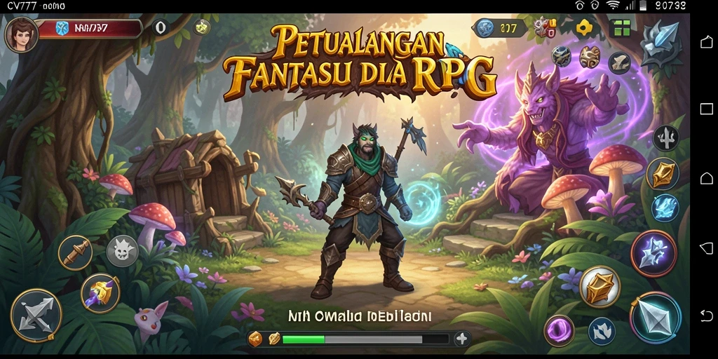 Screenshot gameplay CV777 menampilkan pertarungan epik dalam dunia RPG.