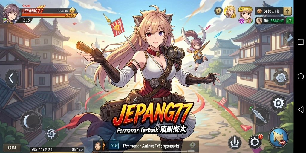 Tampilan gameplay seru dari JEPANG77 dengan karakter anime favorit.