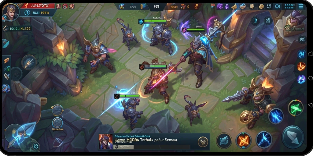 Screenshot menampilkan aksi seru dalam JUALTOTO MOBA.