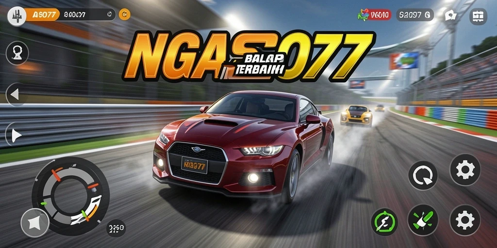 Screenshot menunjukkan aksi balap yang mendebarkan di NGASO77.
