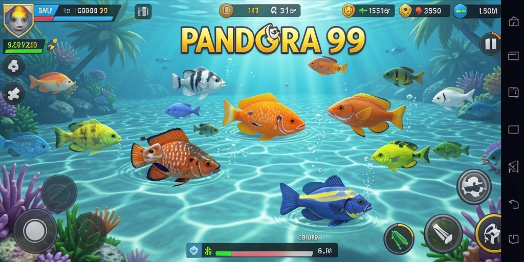 Tampilan gameplay PANDORA99 yang seru dalam menembak ikan.