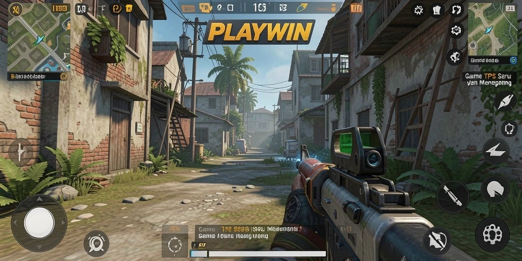 Screenshot utama <strong>PLAYWIN</strong> menampilkan aksi seru dalam gameplay TPS.