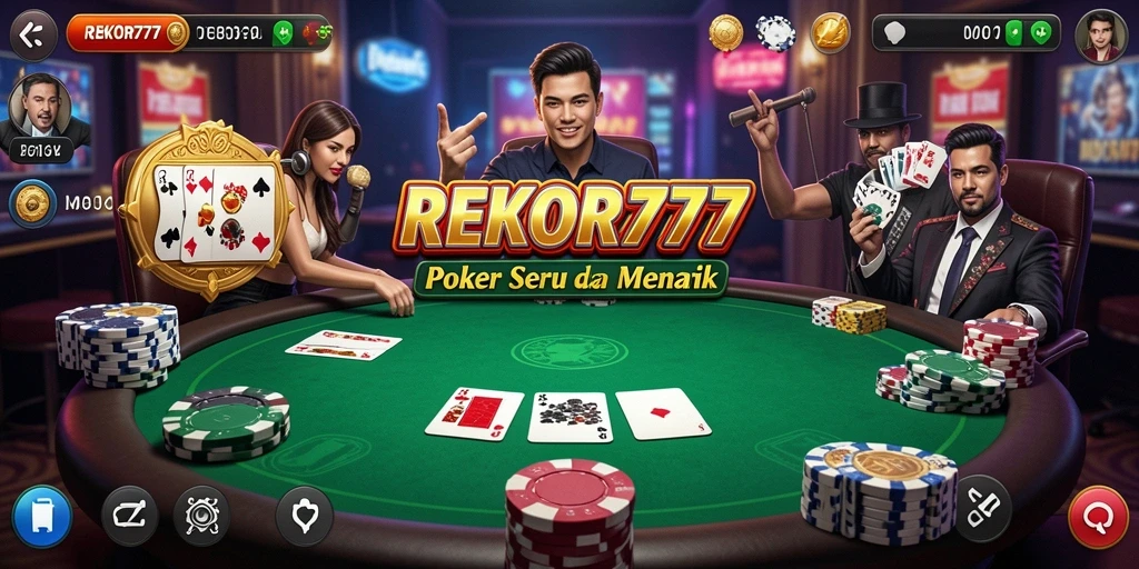 Tampilan gameplay Poker yang seru dan kompetitif di REKOR777.