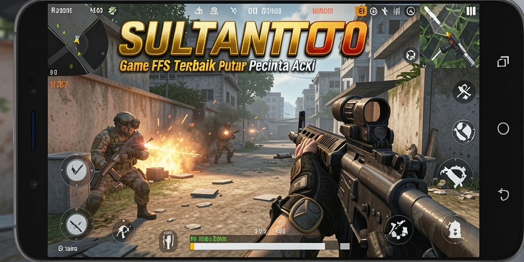Tampilan gameplay mendebarkan dari SULTANTOTO dalam aksi FPS.