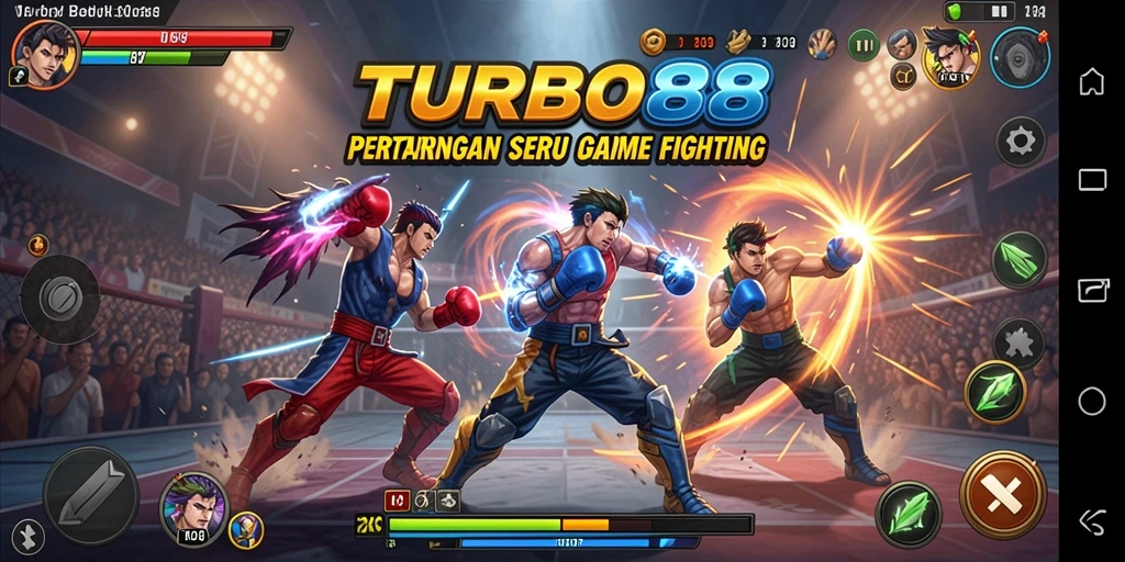 Tampilan gameplay TURBO88 dengan pertarungan seru dan grafis menakjubkan.